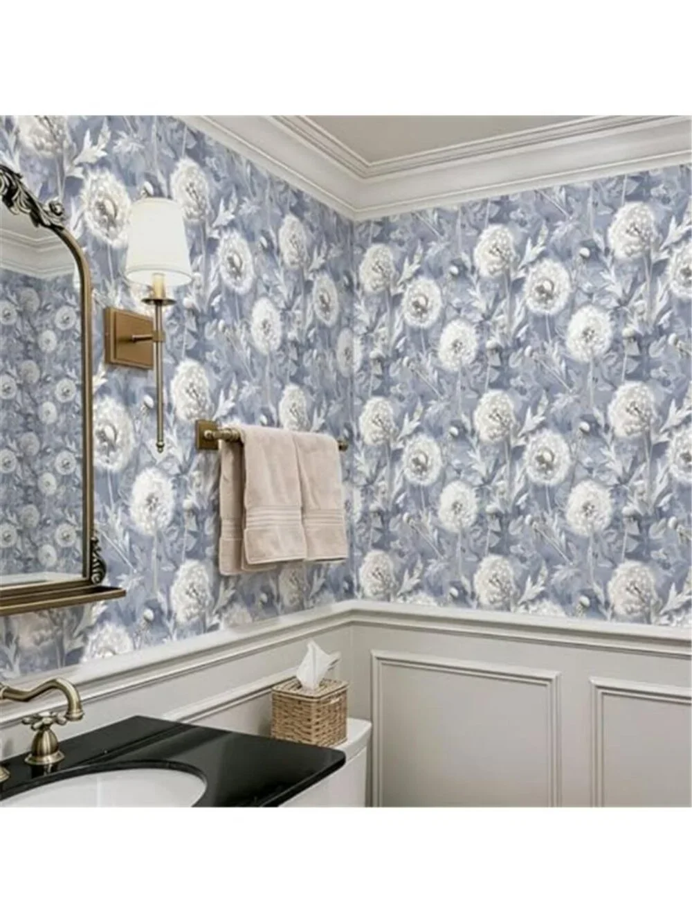 Blue Floral Peel Stick Wallpaper Removable Vinyl Contact Paper Home Decor Roll